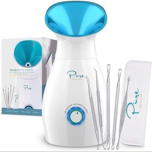 Nano Ionic Facial Steamer w/ Temp Control, 30min Steam Time, Bonus Extractor Kit